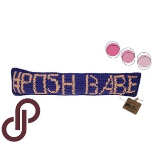 Posh Babe Micro Pillow Embroidered Purple Crochet Handmade Home Decor Peach